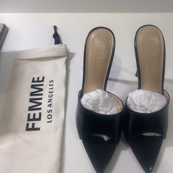 Black Gianni Patent Vegan High Heel Mules - Picture 5 of 9